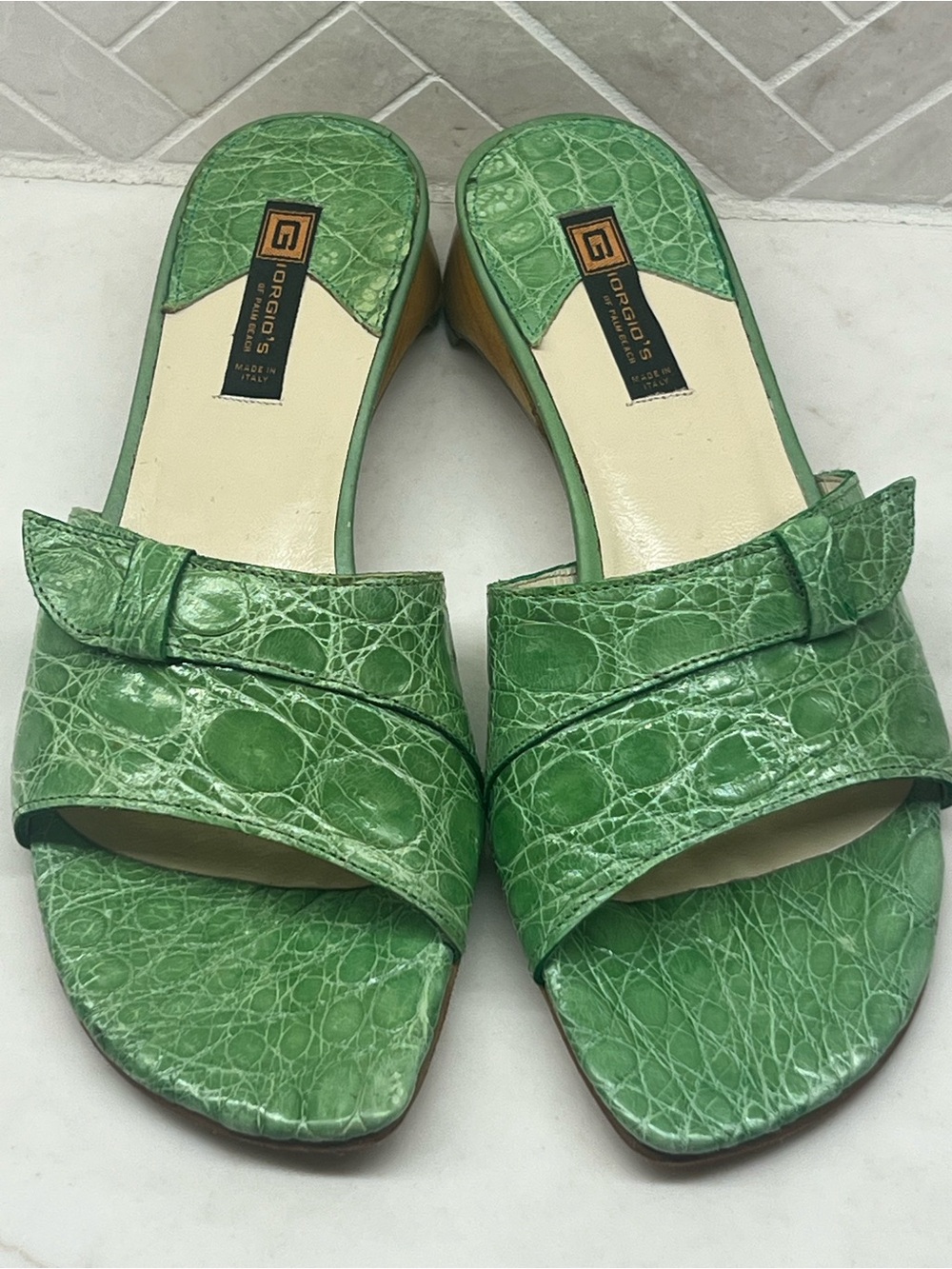 Vintage 1990s Giorgio’s of Palm Beach Genuine Alligator Mule Sandals – NOS